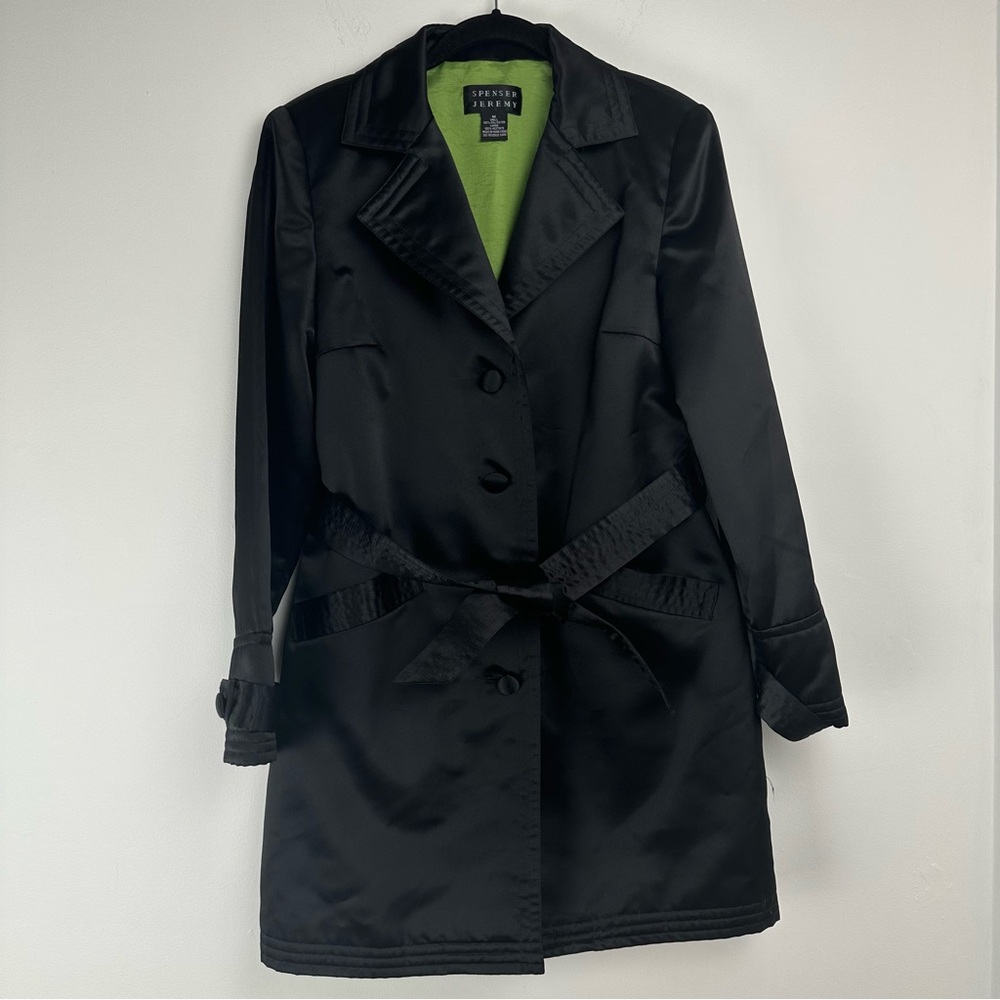 Spenser Jeremy Trench Coat Size Medium Black Y2K‎ Goth Club